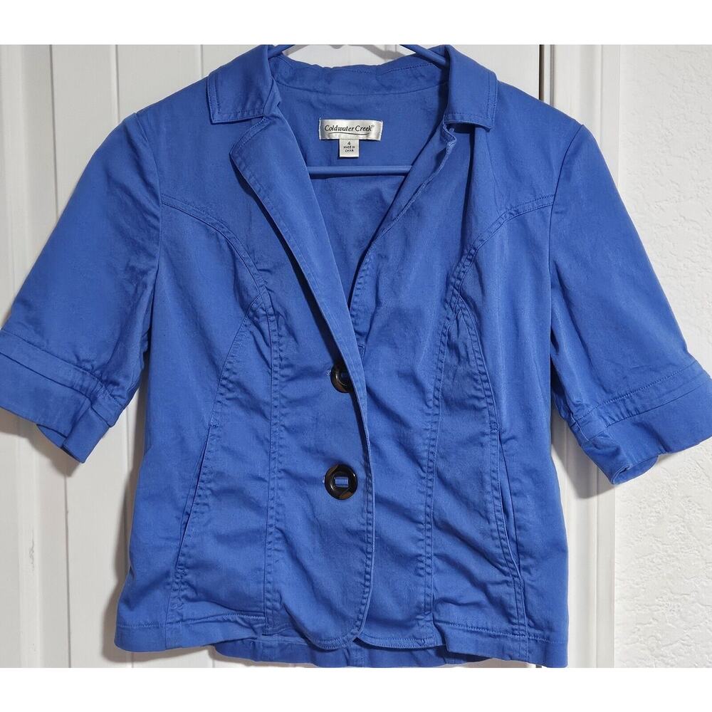 Size 4 Coldwater Creek Short Sleeve Button-up Jacket With Half Sleeves & Pockets